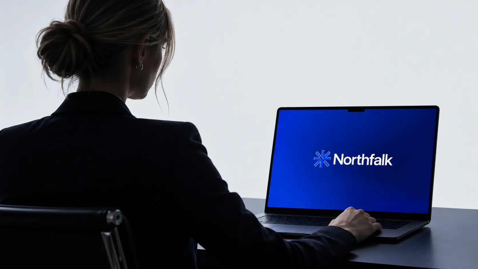 Northfalk logo on a laptop screen
